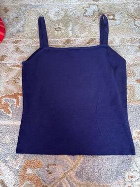 Eileen Fisher 100% Wool Knit Camisole Tank Top Navy Blue Size S